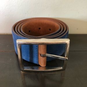 Simonnot Godard Blue and Tan Suede Belt